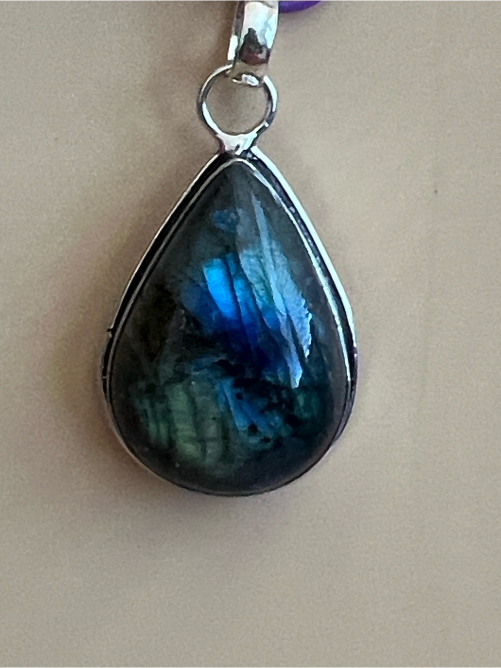 Labradorite Teardrop Pendant in Blue-Green - Women Jewelry